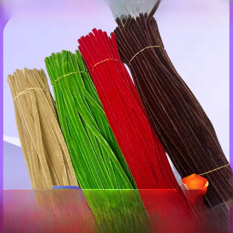 Creative Handmade Twist Sticks Mixed Fur Rods 100 Pieces Simulation Flowers Encrypted DIY Crafts Non-Woven Fabric T-Shirts