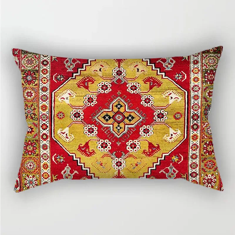 Boho Turkish Carpet Pattern Pillow Cover Ethnic Geometric Cushion Case Home Decor