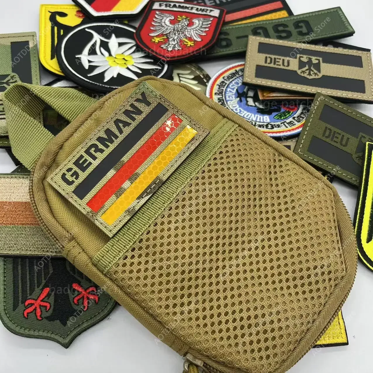 Germany Flag DEU Reflective Infrared IR Patches German Eagle GSG9 Armband Tactical Badge Applique PVC Military Patch HOOK&LOOP