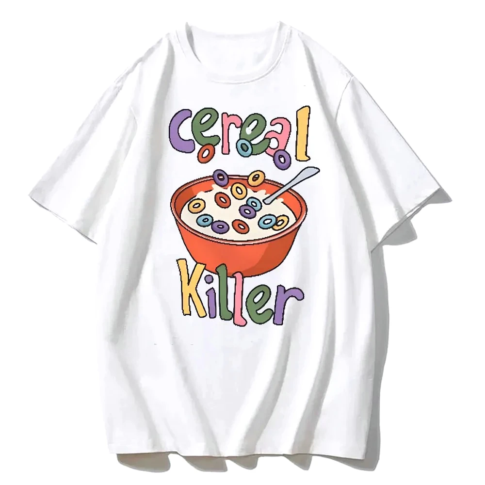 Funny Meme Tee Cereal Killer T Shirt Kidcore Offensive Unisex TShirts Colorful Tee Slogan T-Shirts 90s Graphic Tee Y2k Clothes