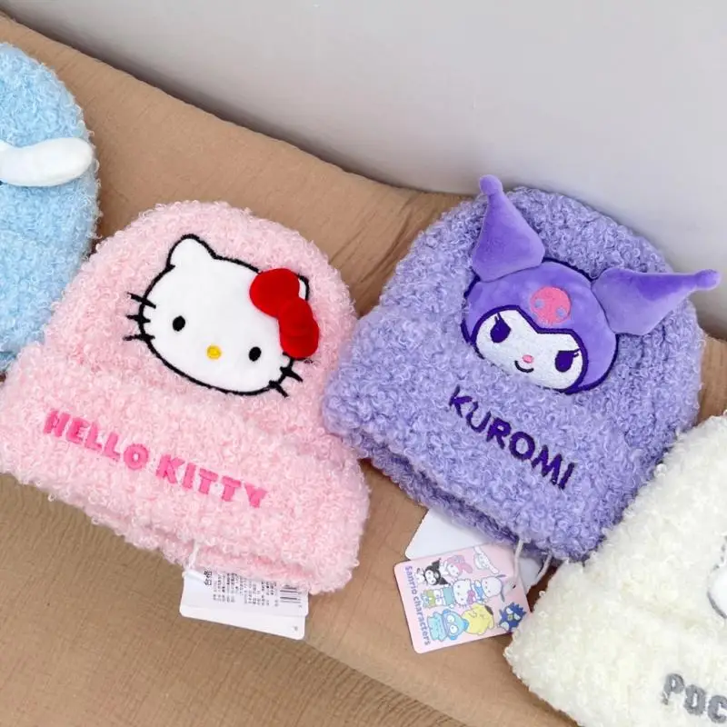 Kawaii Cartoon Anime My Melody Hello Kitty Hat Plush Ear Protection Hat Sanrio Cinnamoroll Cute Kuromi Windproof Warm Hat