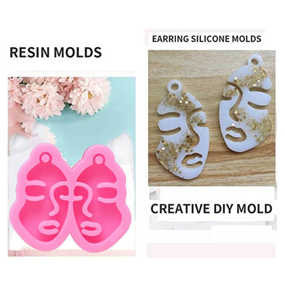 Glossy Girl Face Earring Mold Resin Silicone Mold DIY Epoxy Mould Decoration Keychain SQ