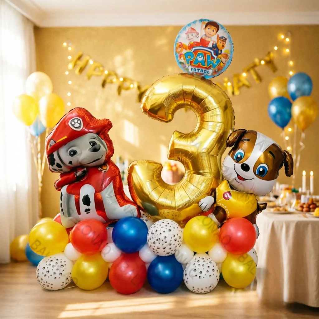 29pcs Cartoon PAW Patrol Birthday Decoration Aluminum Film Digital Balloon Set Dog Chase Kids Party Supplies Toys