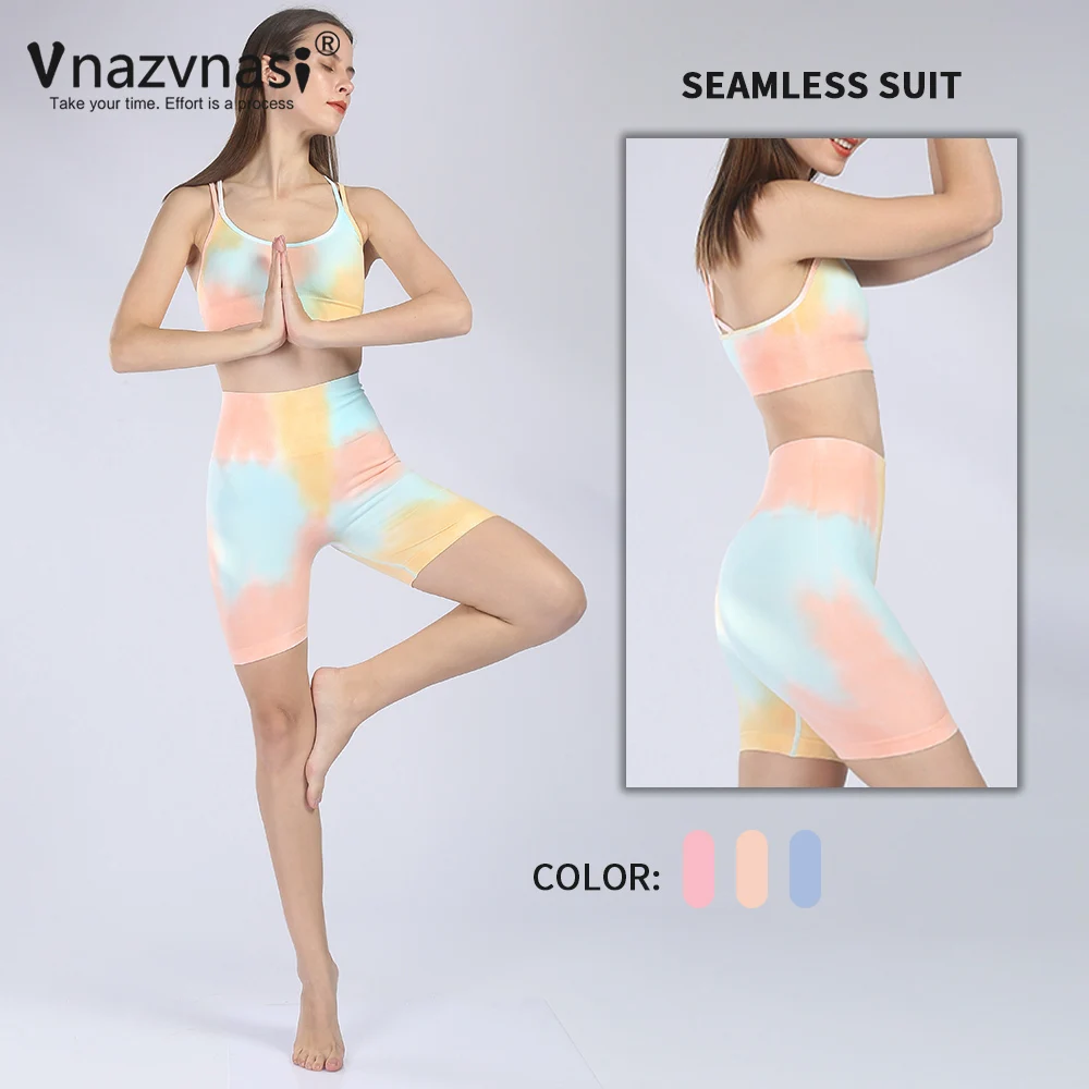 

Vnazvnasi 2 Pcs Seamless Sports Push Up Tights Yoga Sets for Fitness Suit for Women Workout Clothes Sportswear for Gym Outfit