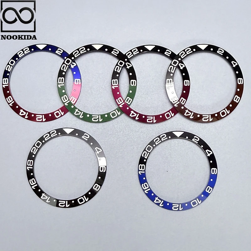 NOOKIDA 38-30.5mm Blue/Green Luminous Curved Ceramics Bezel Insert Fit 40mm Watch Case NH35 NH36 Movement Bezel