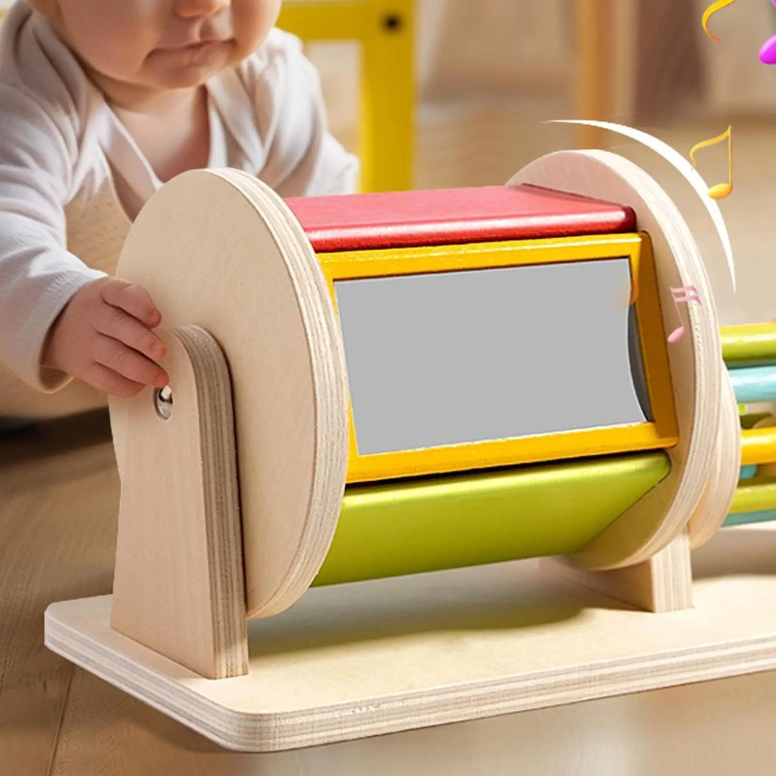 

Вращающаяся игрушка-барабан для малышей с зеркалом, сенсорная развивающая игрушка, обучающая игрушка для детей 1-3 лет, для мальчиков и девочек, для младенцев