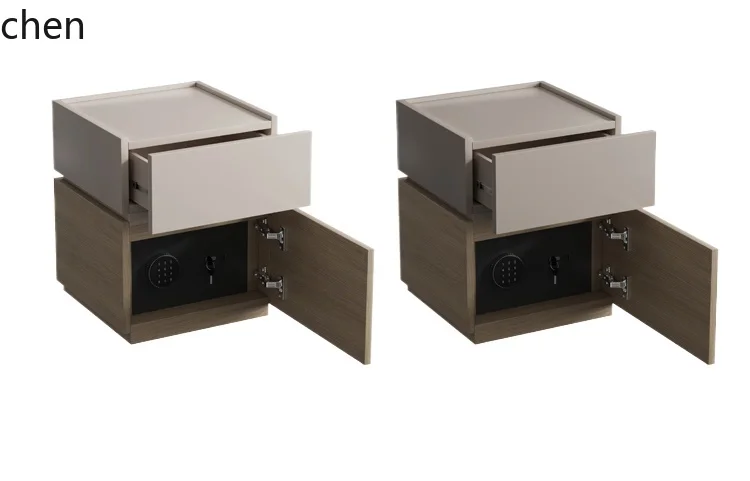 HT minimalist bedside table, safe, integrated locker, light luxury and high-end sense, with password lock, bedside cabinet