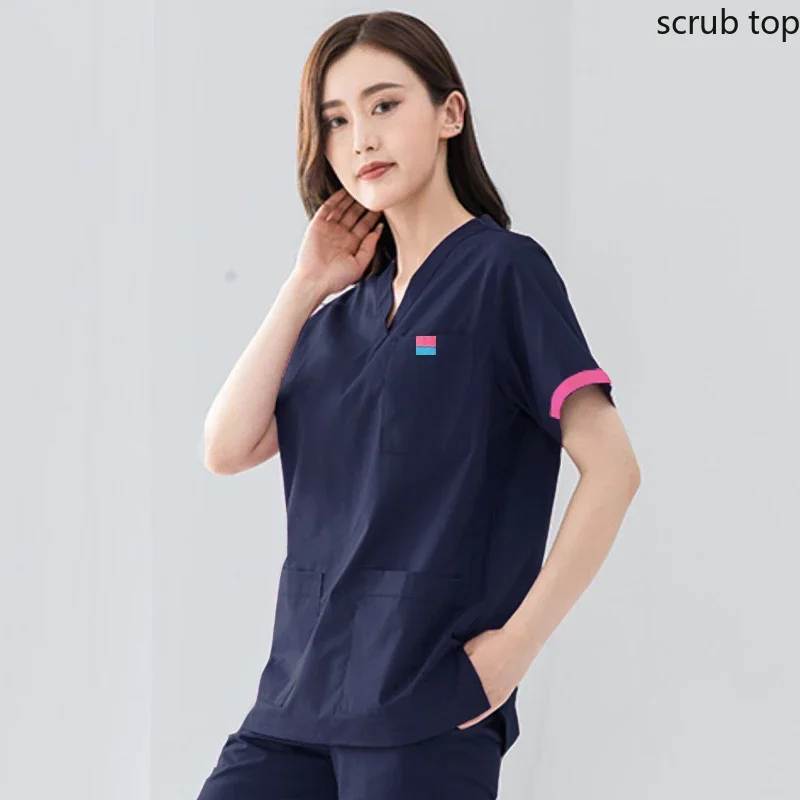 Plug Size S-5XL Nurse Uniform Women Medical Clothes Short Sleeve Scrub Top Cotton Doctor Costume Dentist Hospital Workwear Pants