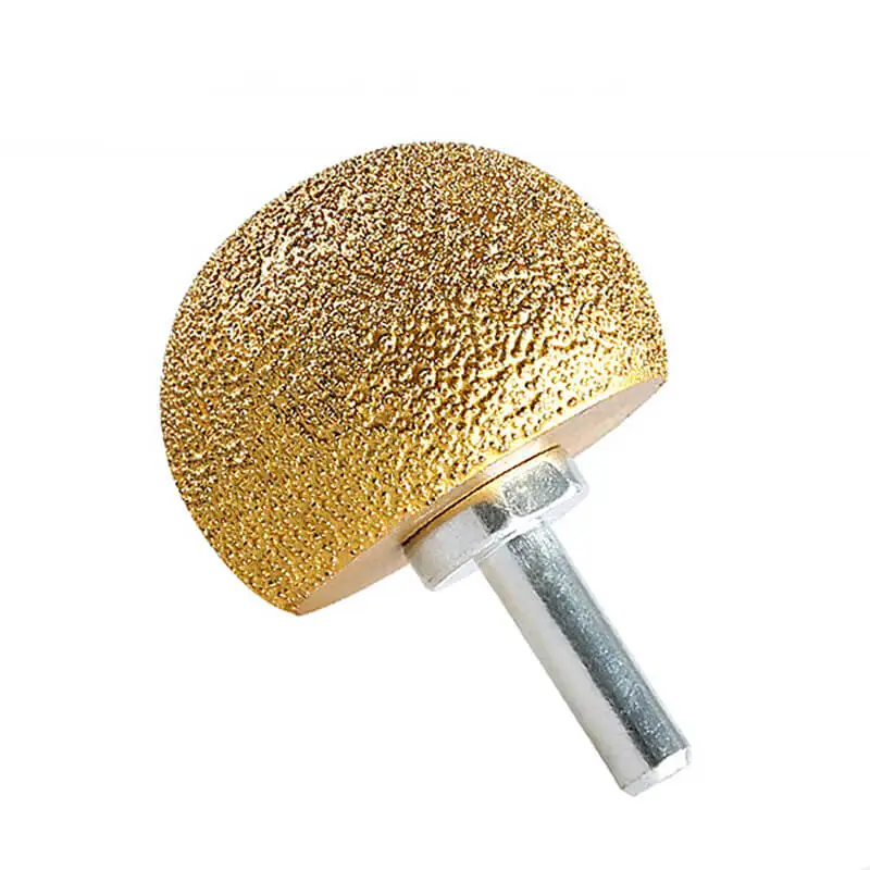 Strumento abrasivo a testa tonda brasata diamantata da 30-50mm per molatura ad arco interno M10 di pietre strumento per incisione testa a fungo