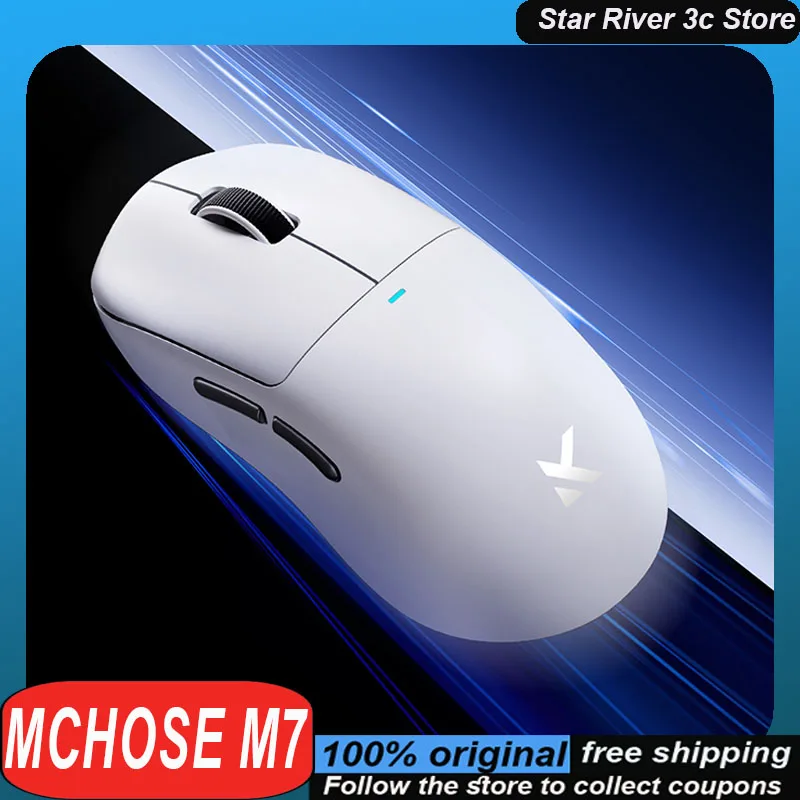 Mchose M7 Wireless Mouse Bluetooth Tri Mode Paw3395/3390 Lightweight Low Latency Customized Gaming Mouse Laptop Accessories