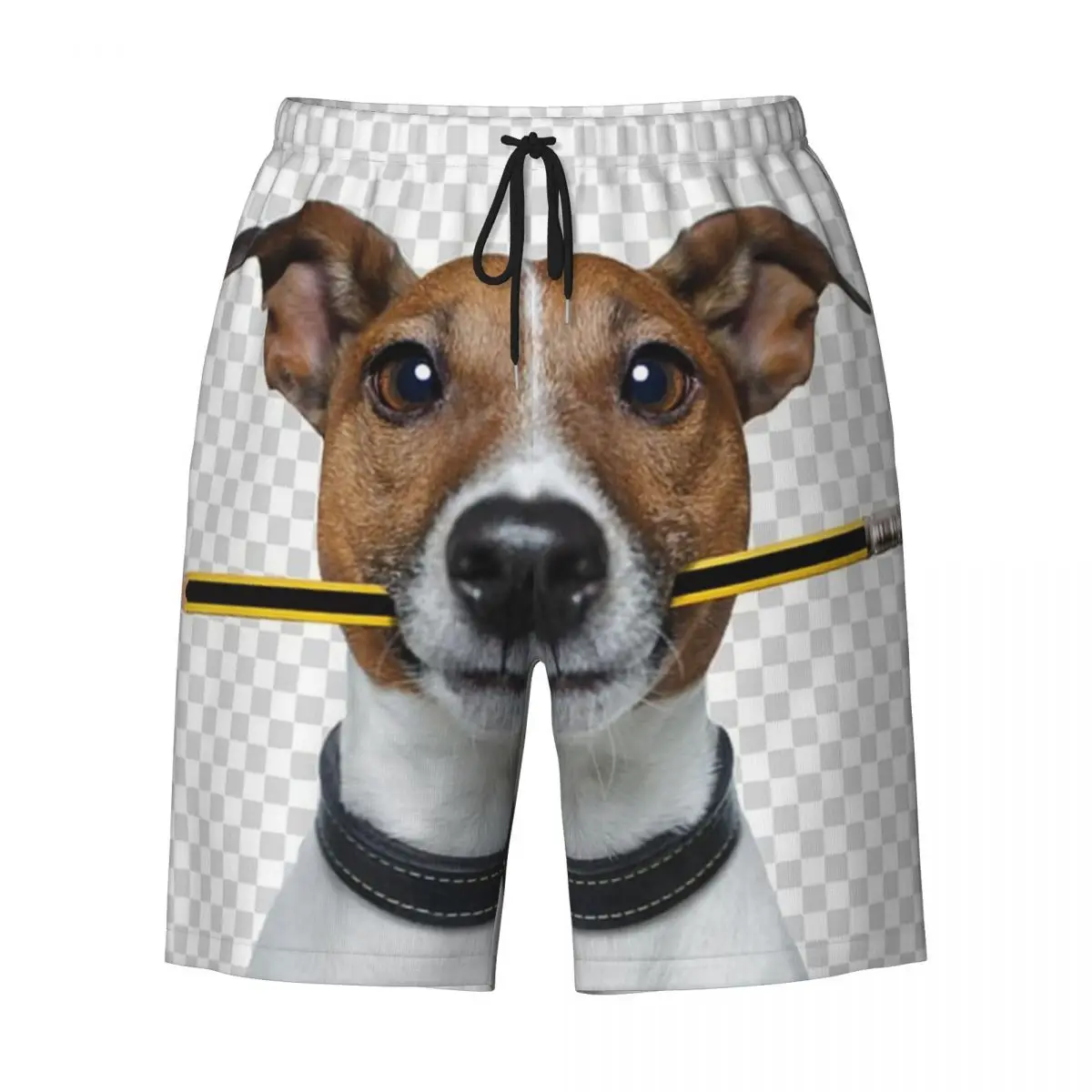 Jack Russell Terrier Dog With Pencil Men Swim Trunks Swimwear Quick Dry Beach Board Shorts Animal Swimming Boardshorts