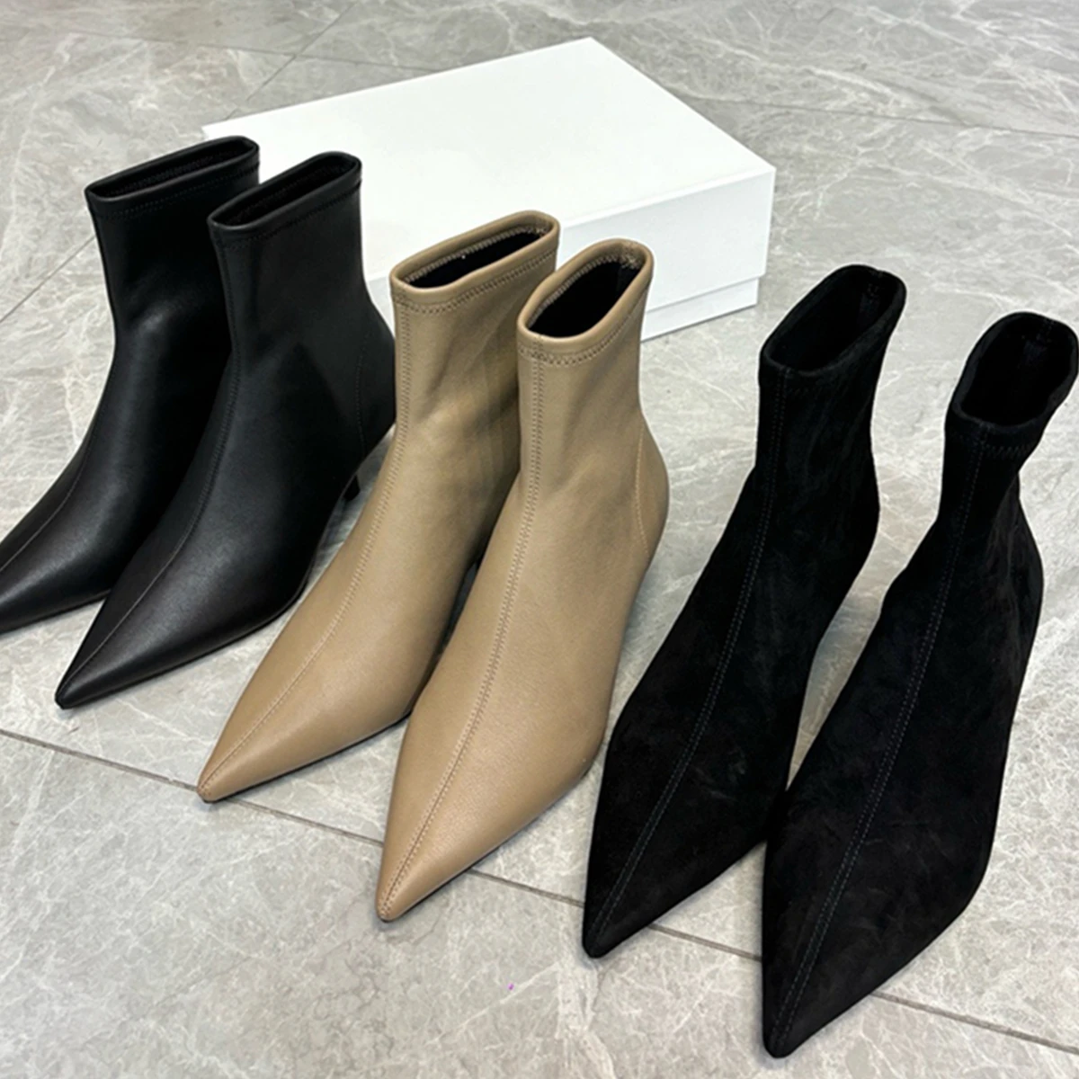 

Jenny&Dave British Fashion Ankle Boots Women's Pointed Elegant Office Ladies Shoes Minimalist Commuting And Leisure Boots