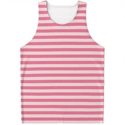 Simple Striped Pattern Tank Top For Men Fashion Casual 3D Printed Sleeveless T Shirt Summer Trend Streetwear Oversized Vest