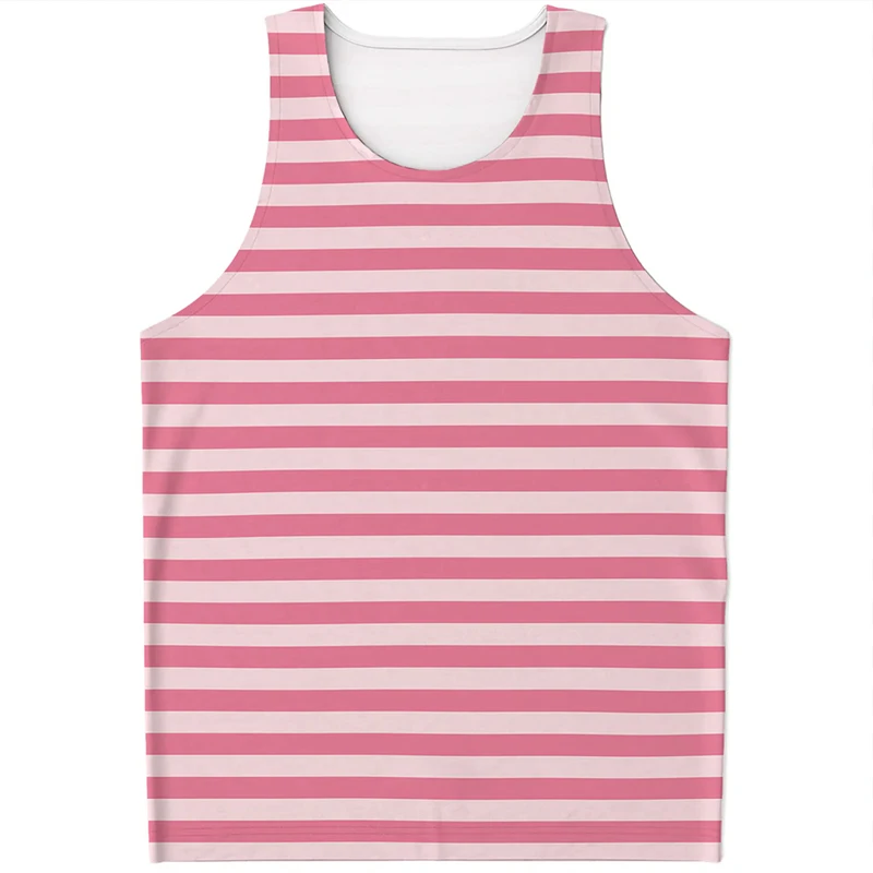 Simple Striped Pattern Tank Top For Men Fashion Casual 3D Printed Sleeveless T Shirt Summer Trend Streetwear Oversized Vest