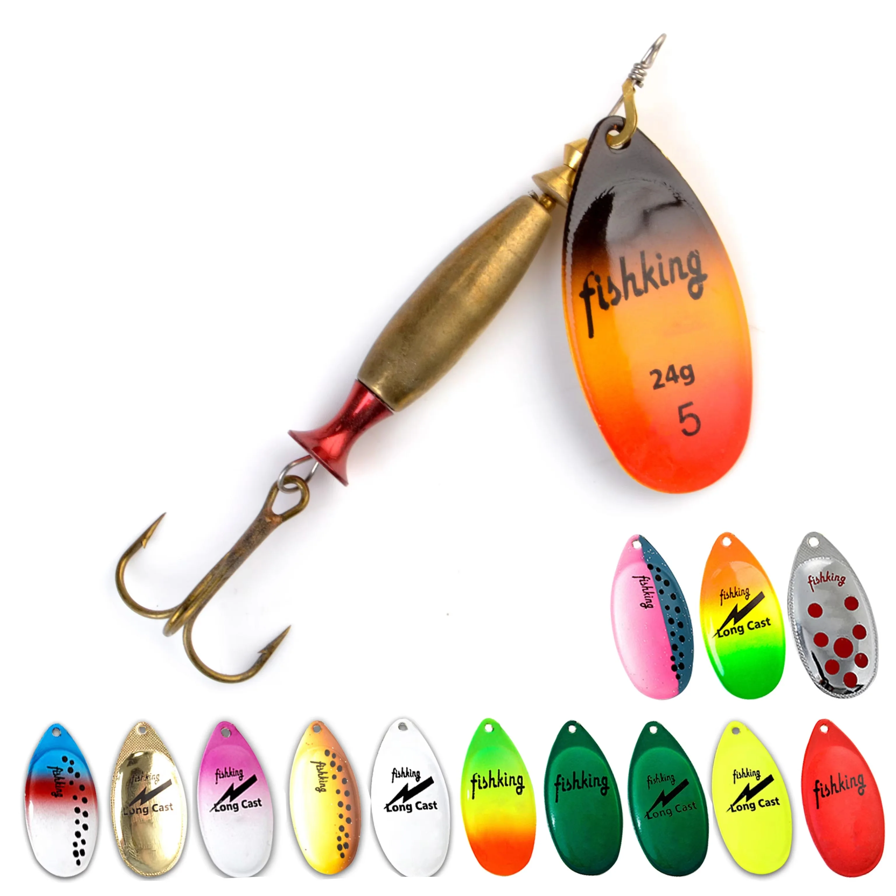 Long Cast Spinner Bait Fishing Lure Treble Hook 18.2g 23.5g Metal Spoon Lure Hard Bait Artificial Wobblers For Trolling Pike