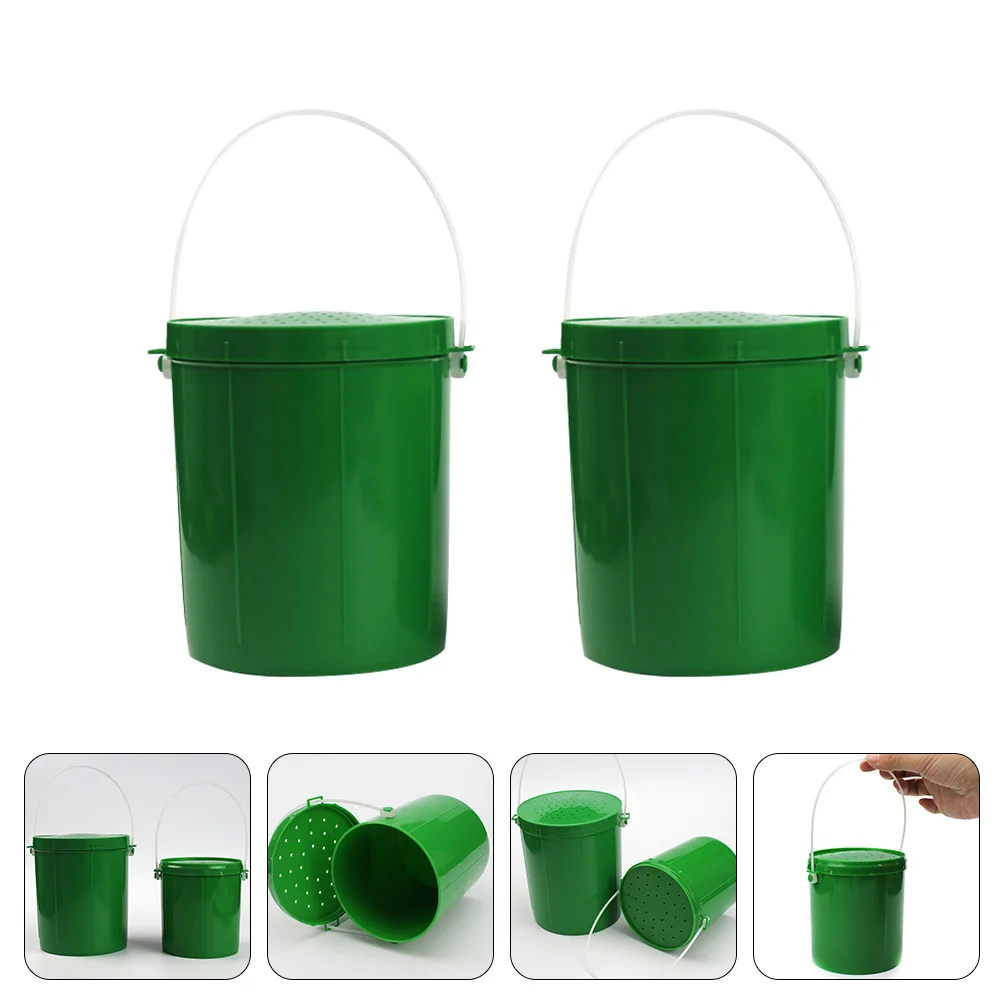 

2pcs Breathable Live Lures Containers Fishing Gears Fishing Bait Buckets (Green) live bait bucket