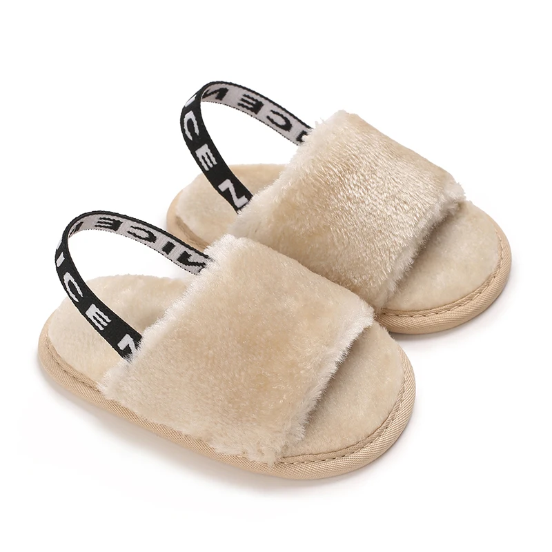 HAIZHIW NEW Winter Baby Slippers Fluffy Baby Boy Girl Sandals Cute Plush Soft Non-slip Sole Toddler First Toddler Baby Shoes