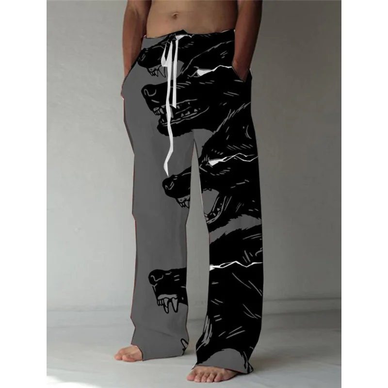 

Men's Pants Wolf Totem 3D Printed Geometric Comfort Casual Pretending Hawaii Summer Pants Beach Pants