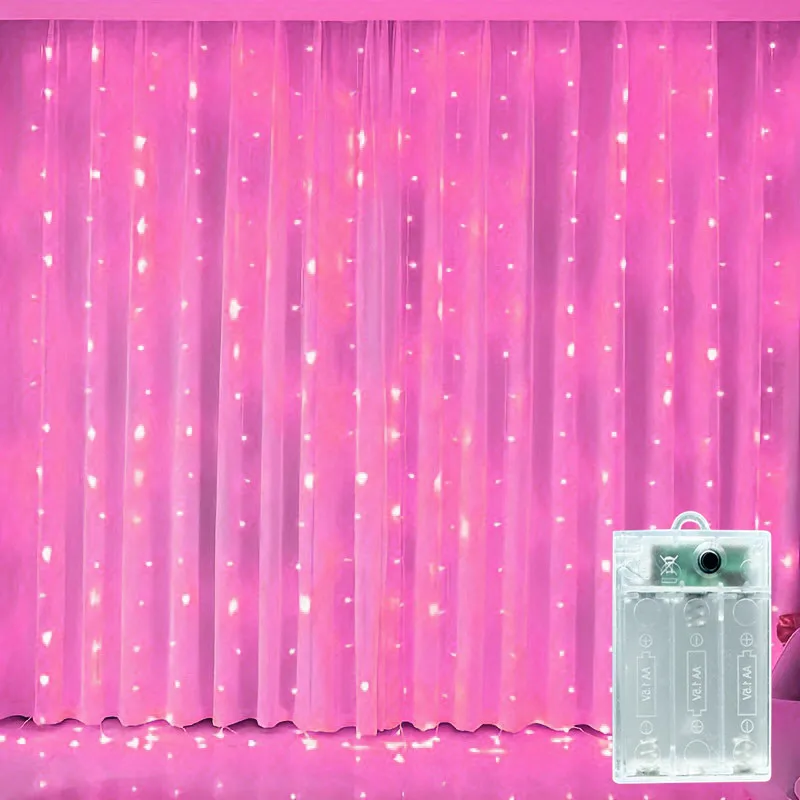 3/6M Battery Operated Home Decoration Curtain LED String Lights Fairy Lights Bedroom Wedding Party Pink Party Decorations