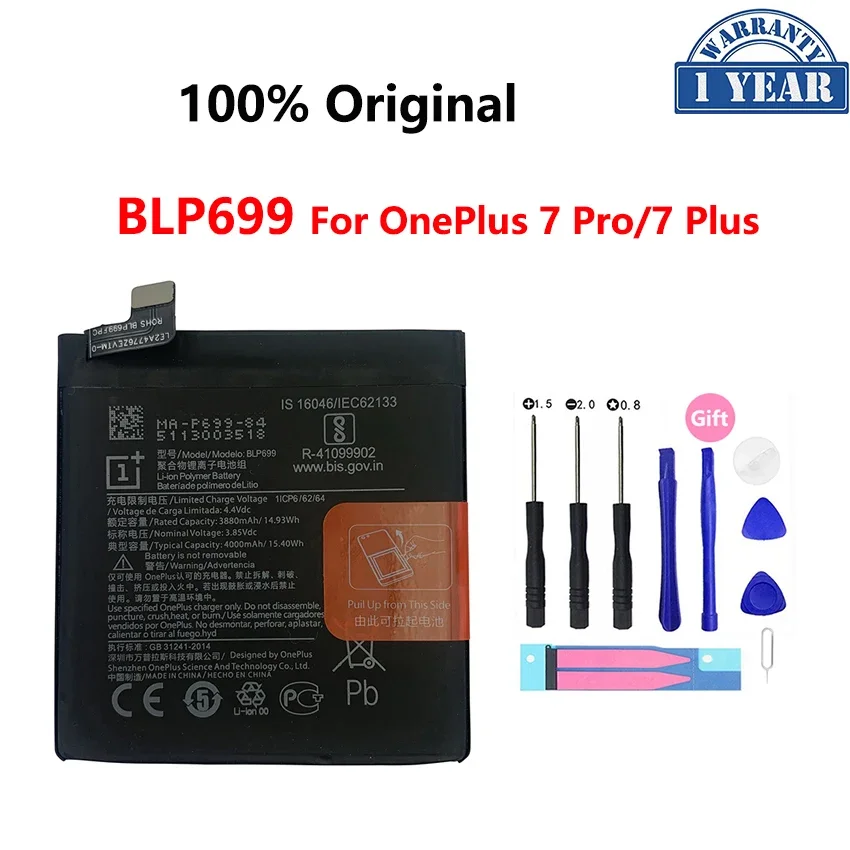 100% Original Battery For OnePlus 1 2 3 1+ One Plus 3 3T 5 5T 6 6T 7 7T 8 7Plus 7Pro 8Pro Pro Plus Phone Replacement Bateria