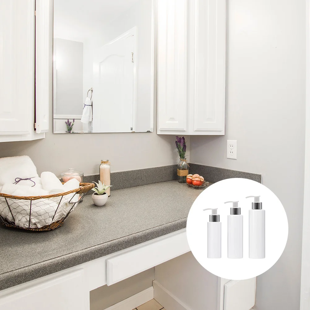 

3Pcs Plastic Pump Bottle Set Simple Style Lotion Holder for Liquid Soap Shampoo Conditioner Travel-Friendly Refillable Lotion