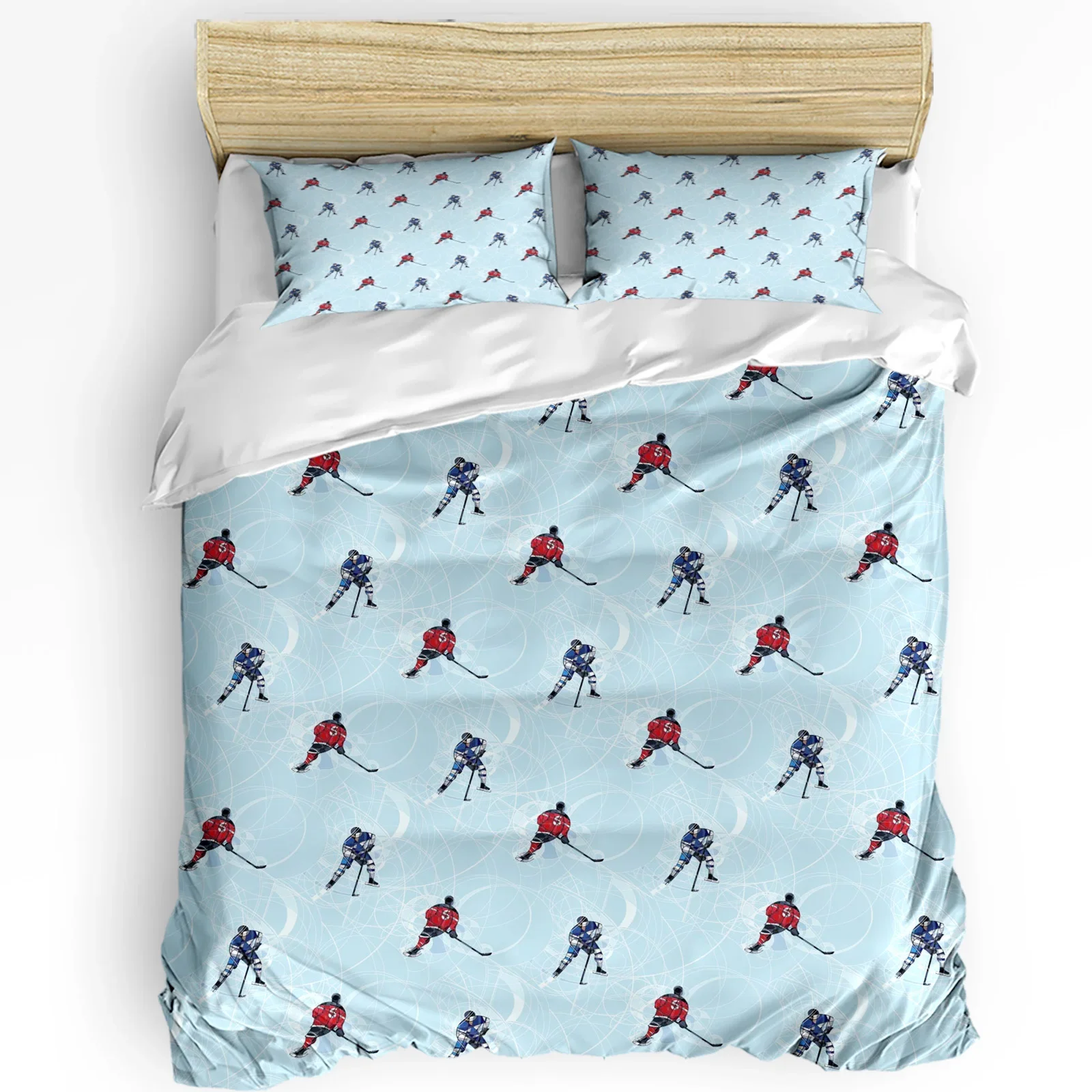 

Hockey Player Ice Skating Printed Comfort Duvet Cover Pillow Case Home Textile Quilt Cover Boy Kid Teen Girl 3pcs Bedding Set