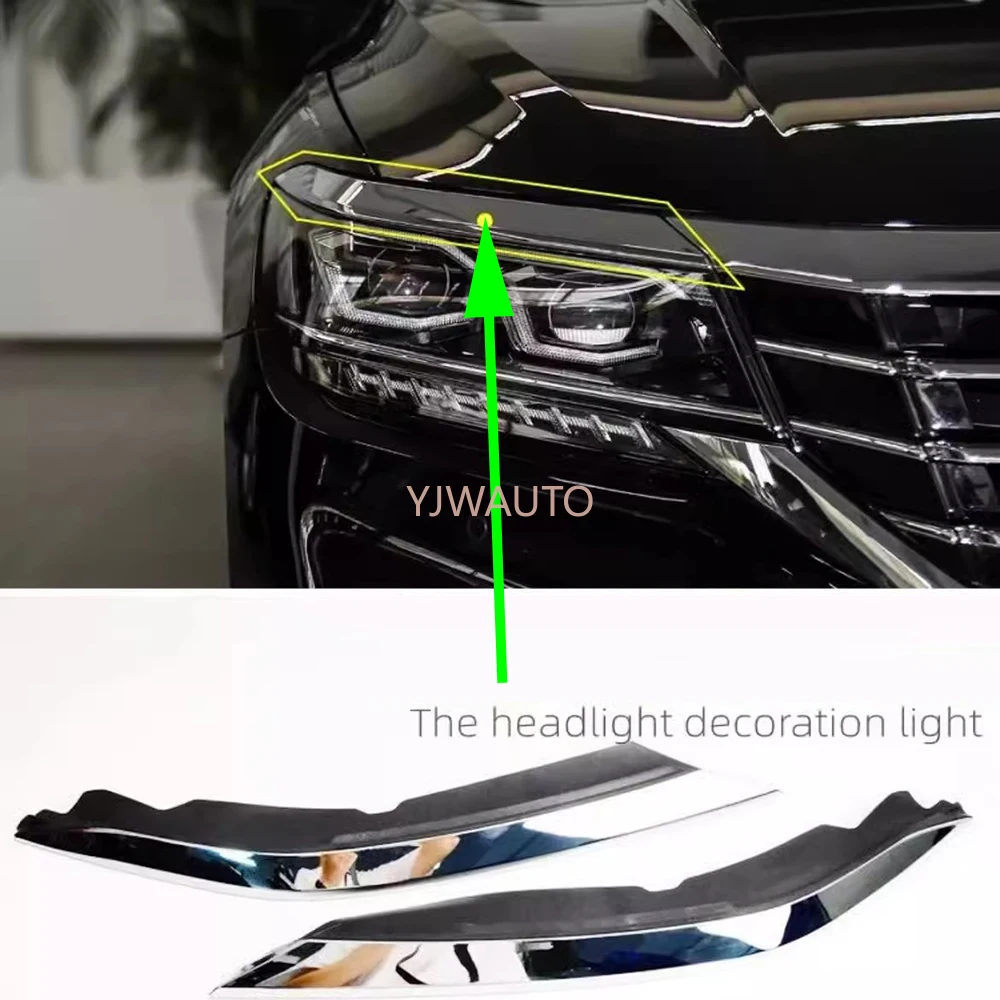 For VW Passat 2019 2020 2021 2022 2023 2024 Headlight Bar Car Stripe Headlamp Bar Bright Stripes Auto Silver Front Bumper Trim