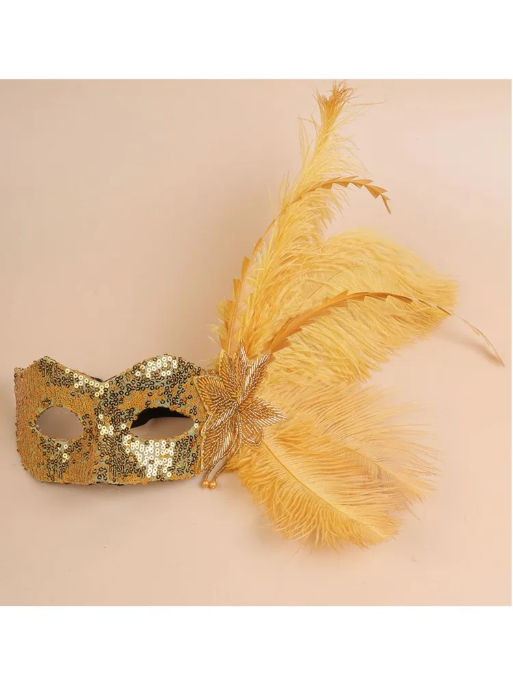 Masque pour les yeux Sexy plume paillettes gland vénitien mascarade bal Halloween fête déguisement accessoires de déguisement dame masque facial