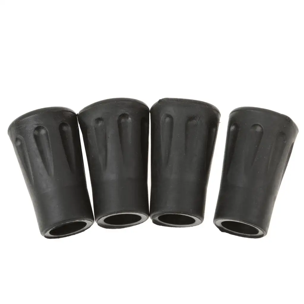 Anti Slip Rubber Hiking Stick Tips Black Walking Pole End Cap Protector for Telescopic Trekking Poles
