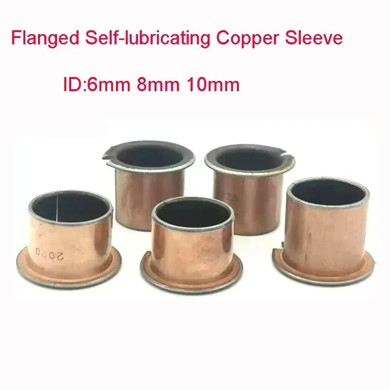 10pcs SF-1F Flanged Self-Lubricating Oil-free Composite Copper Sleeve / Bushing Flanged Bearing Liner ID 6/8/10mm OD 8/10/12mm