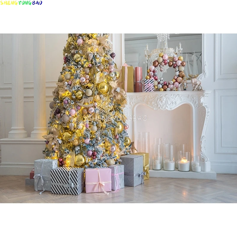 عيد الميلاد موضوع التصوير خلفية شجرة عيد الميلاد الموقد الأطفال صورة الخلفيات للصور استوديو الدعائم DHY-28 #4