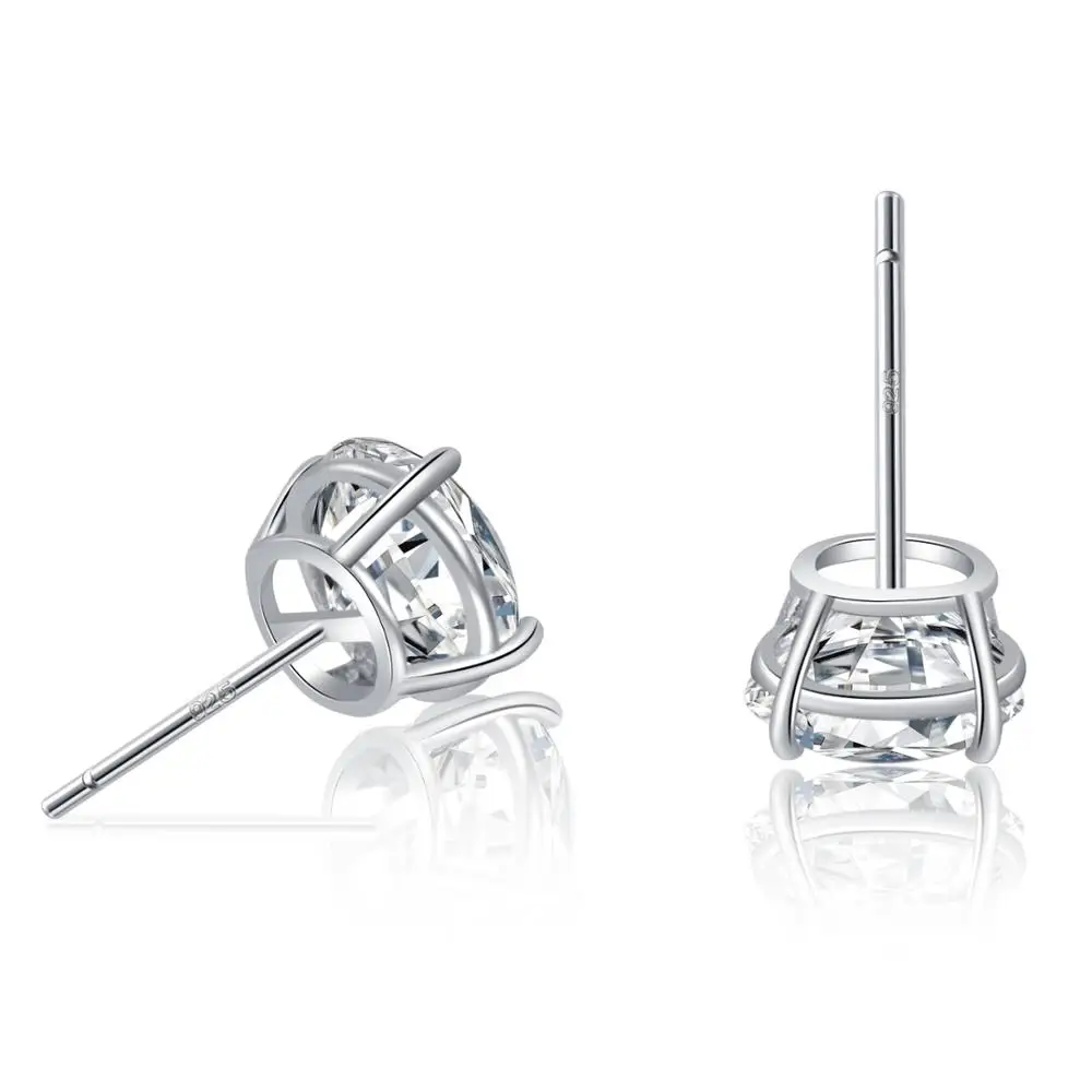 TKJ 5/6/7/8 mm 925 Sterling Silber einfache vier Zinken glänzende Zirkon Kristall Ohrstecker Ohrringe für Frauen edlen Schmuck Geschenk