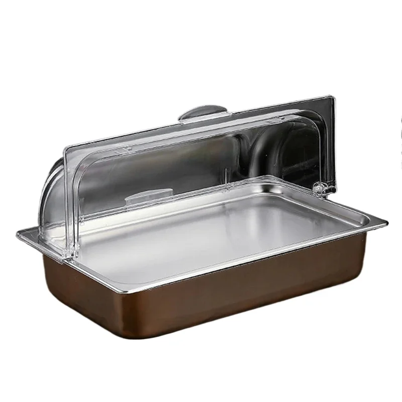 Cake Dim sum tray Tray with transparent cover tray Stainless steel buffet fruit display plate Cold dish Dust proof bread basket