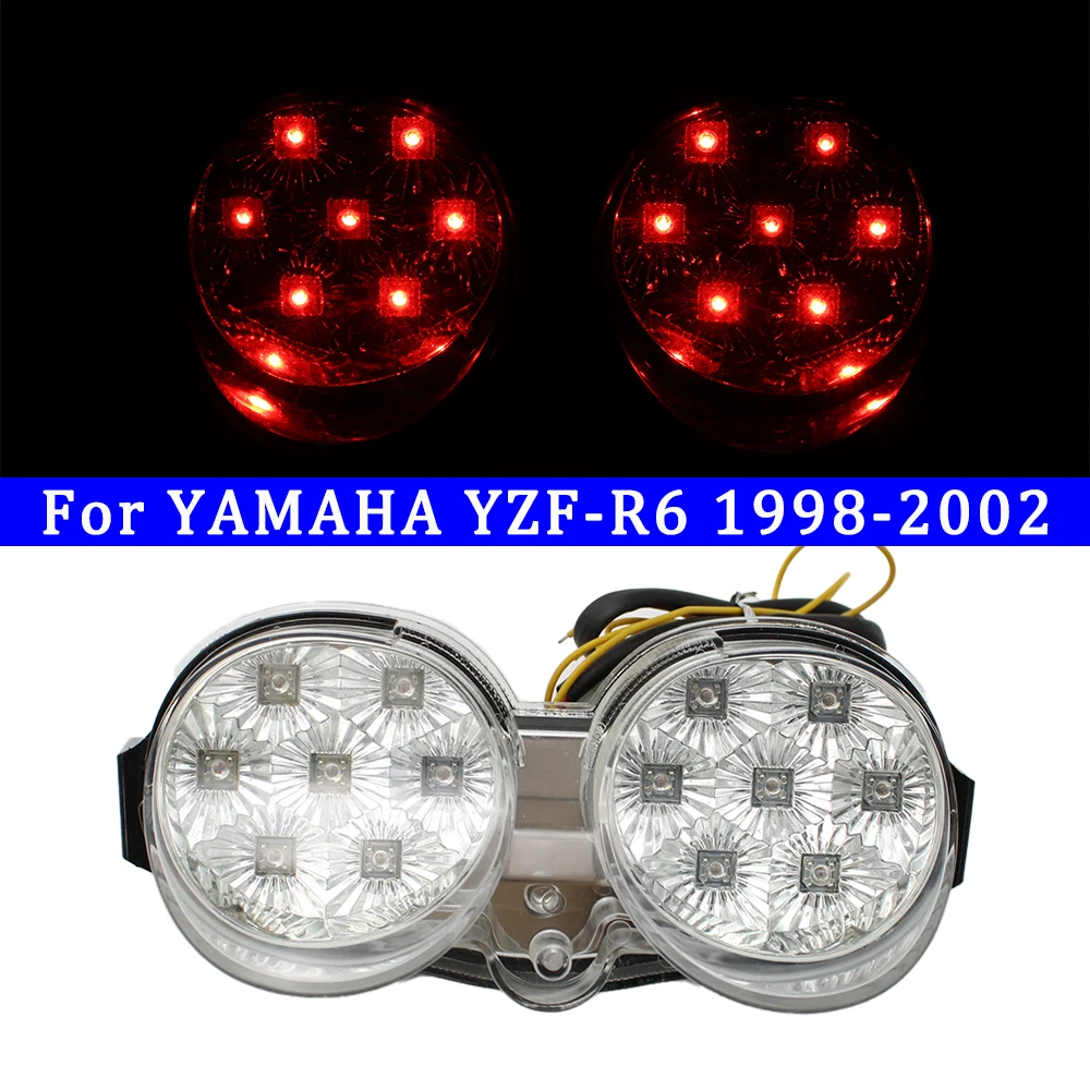 For YAMAHA YZF-R6 1998 1999 2000 2001 2002 Motorcycler Integrated LED Rear Tail Light Brake Turn Signals Blinker Accessories