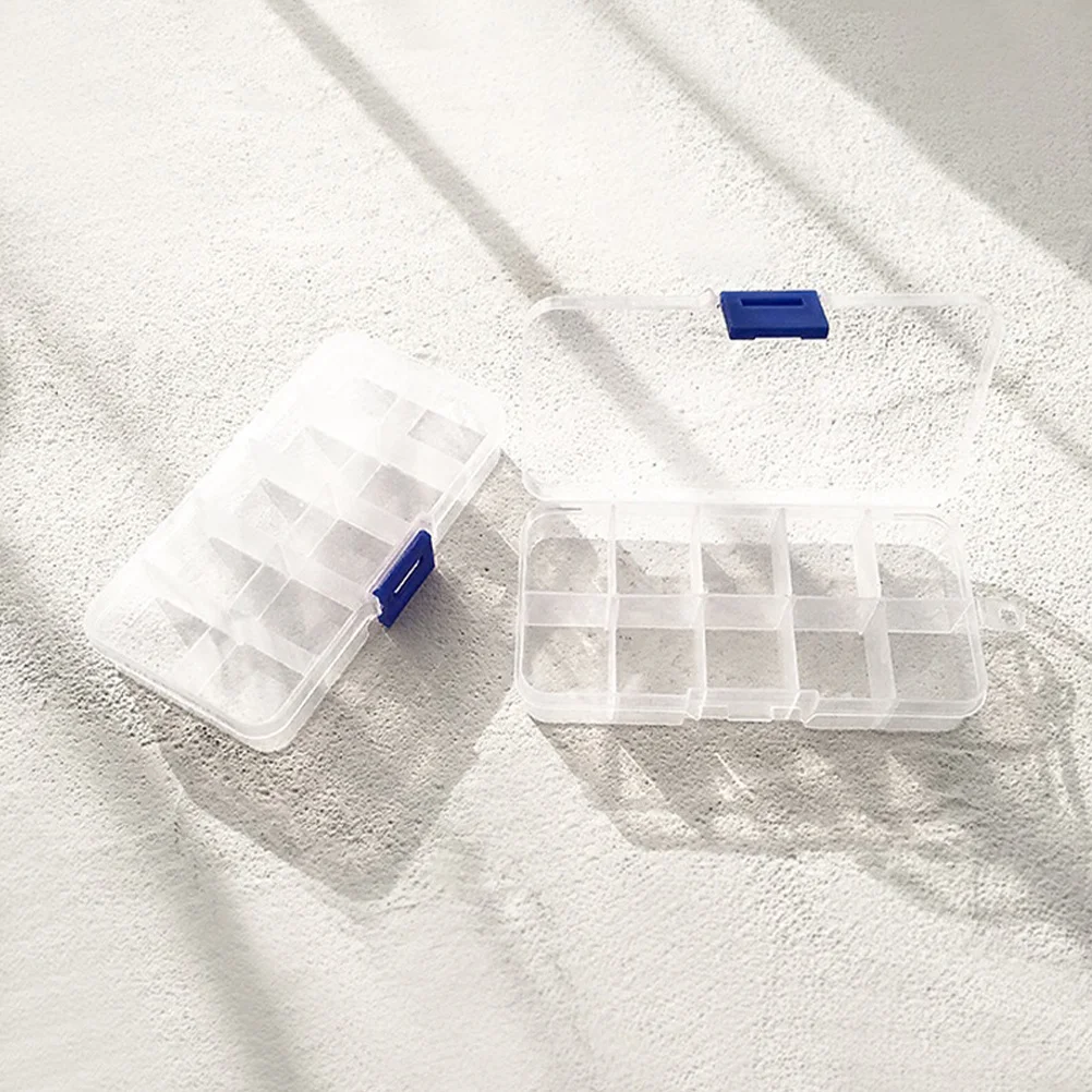 

6Pcs Small Storage Box Clear Plastic Portable Organizer with Adjustable Compartments for DIY Crafts Nail Art Supplies Hardware