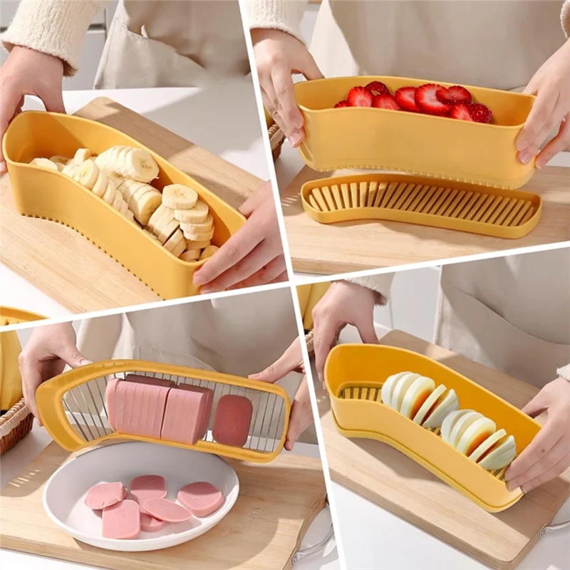 

A25F-Fruit Slicer Cup, Cucumber Cutter, Banana Slicer Speed Cutter For Strawberry Egg Hot Dog Kitchen Portable Slicing Tool