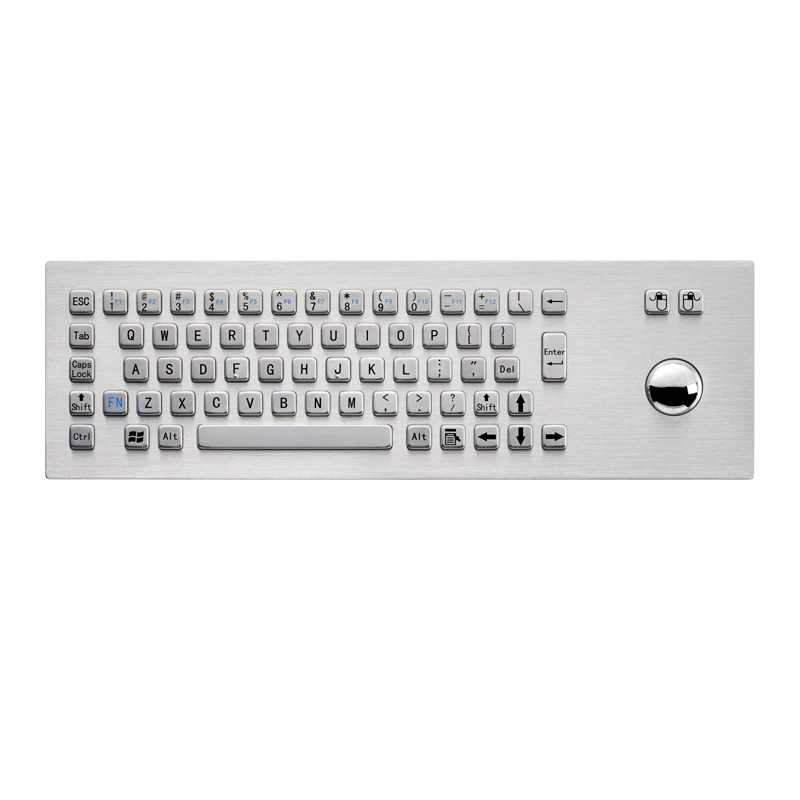 

67 keys Panel Mount USB Industrial Stainless Steel Metal Rugged Keyboard For Self Service Kiosk With Trackball