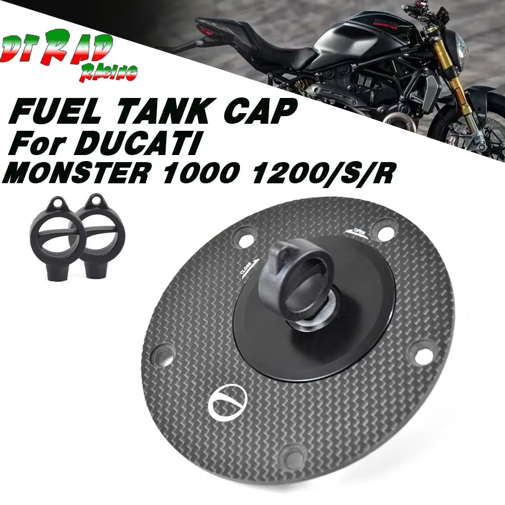 Motorcycle Key Lock Anti Theft Fuel Tank Cap Gasoline Tank Plug  For DUCATI MONSTER 1000 1200/S/R Accessories Carbon Fiber