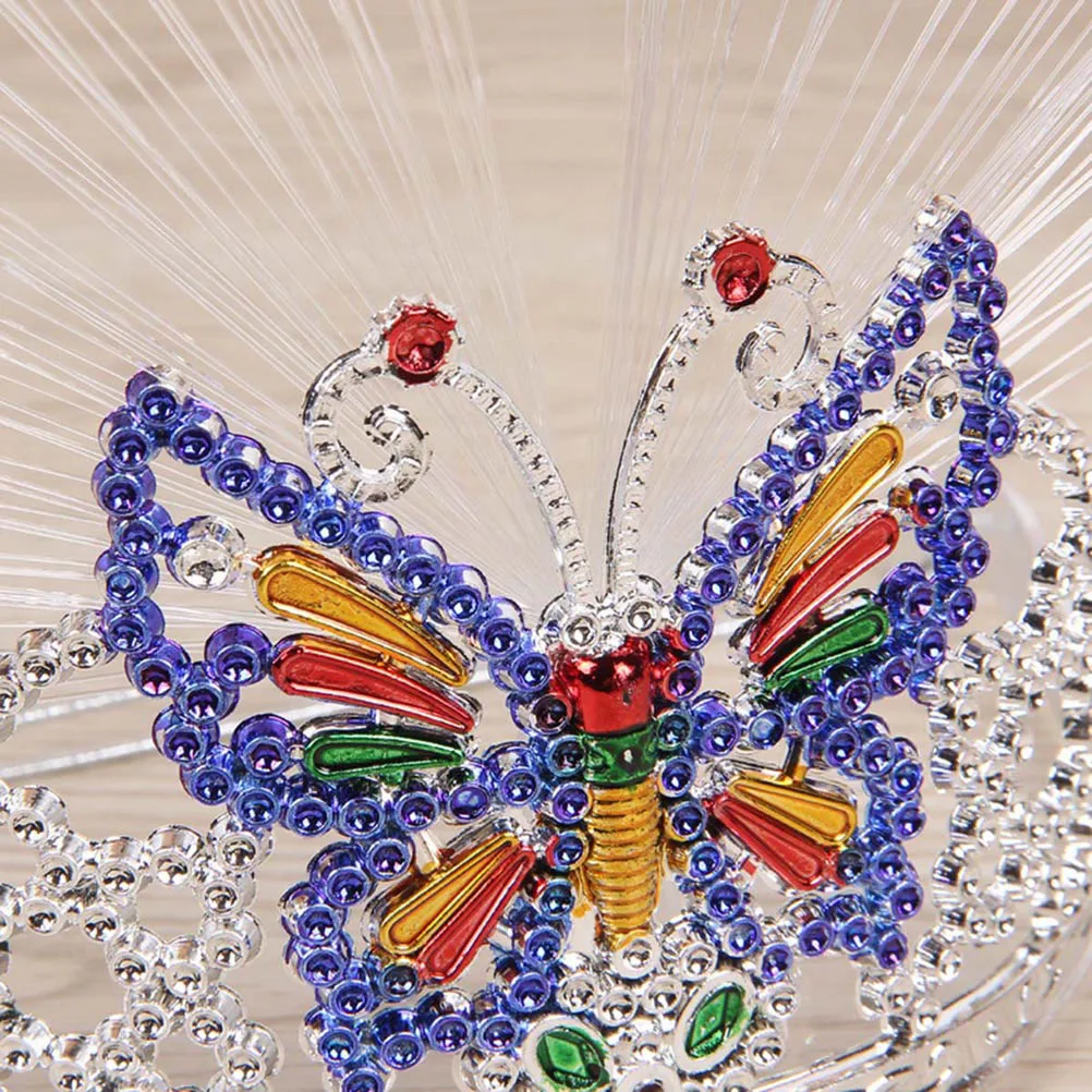 

2Pcs Shining Crown Headb Beautiful Decorative Accessories for Girls Women Festival Party Hairb Styling Tool Fiber Optic
