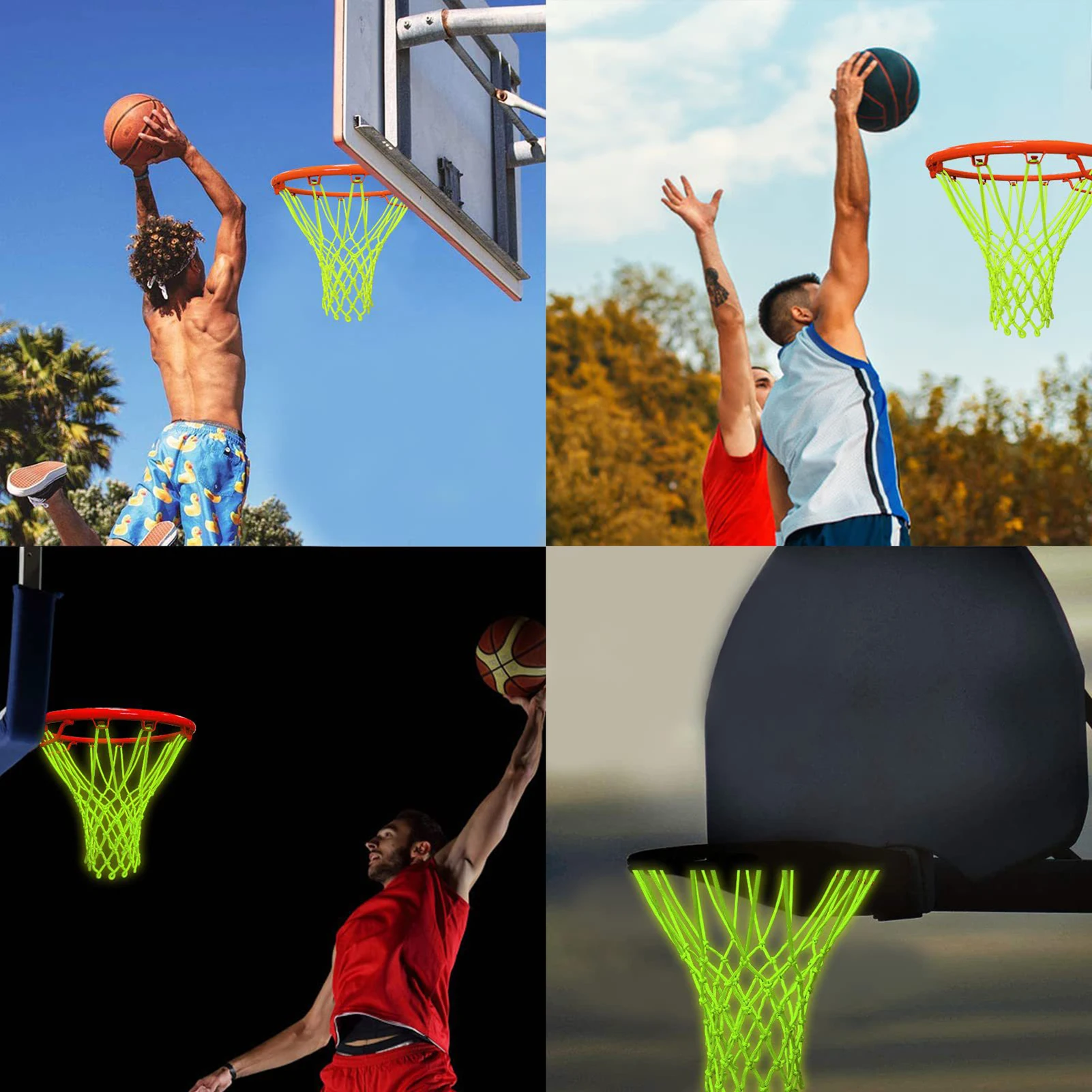 

Outdoor Nightlight Basketball Net Easy Installation Fluorescent Colors Portable Net Suitable for Shooting Training