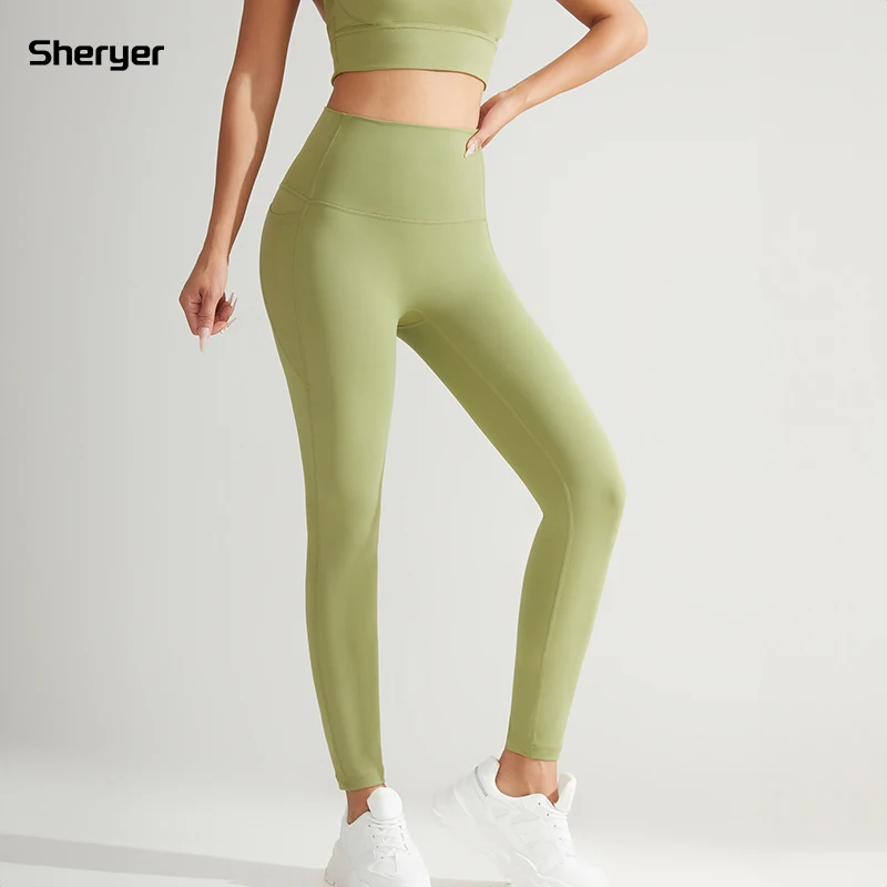 

Sheryer Women's Yoga Gym Sportswear Clothes High Waist Elastic Workout Tights Booty with Pocket Pants