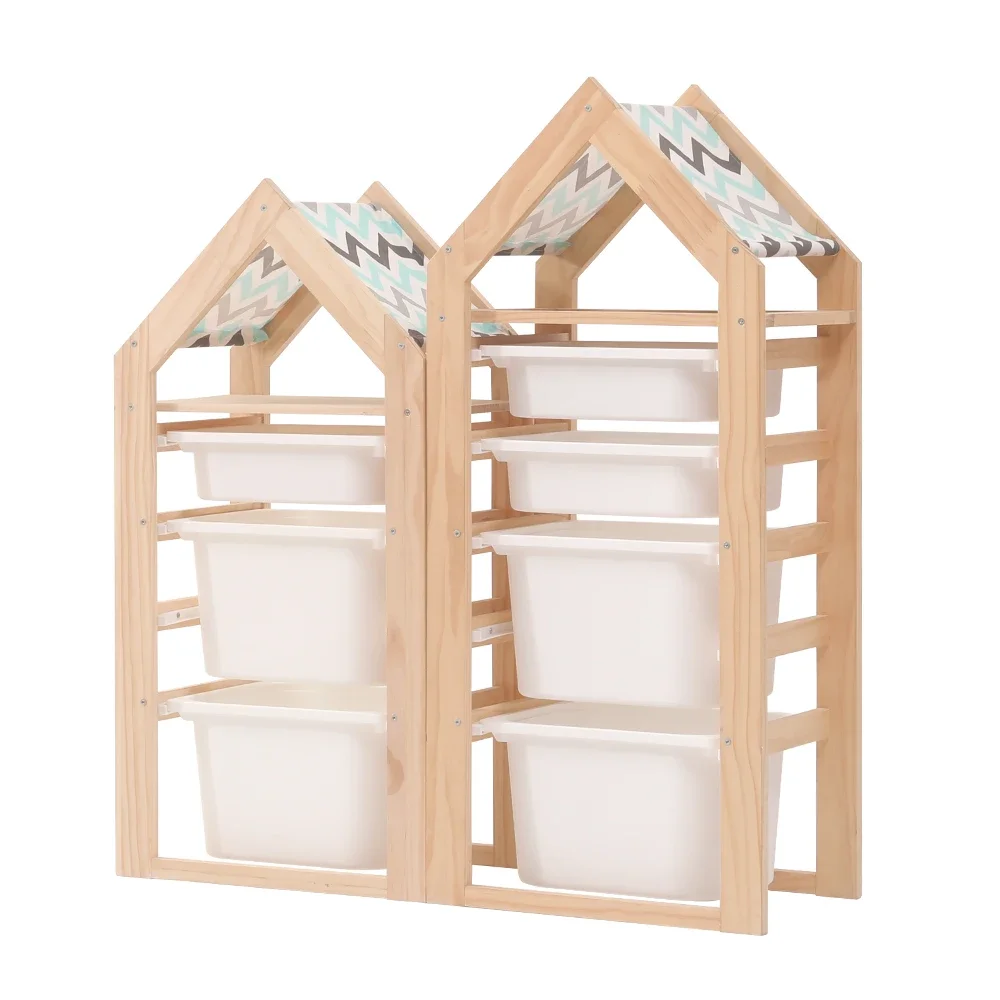 

Children's Toy Storage Rack Solid Wood Furniture Plastic Storage Box Bedroom Clothing Cabinet Kindergarten Placement Shelf