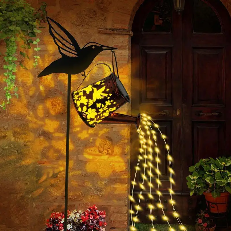 Watering Can Solar Light Outdoor Hummingbird Watering Can Lanterns Solar Powered Weatherproof Light For Garden Yard Patio