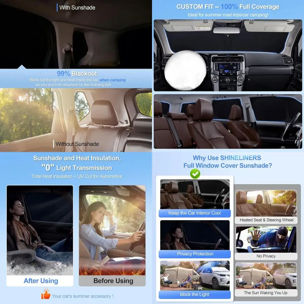 

Car Window Shades for 2022 Models - Full Sun Protection, UV Blocking, Privacy, Camping Outdoor Use