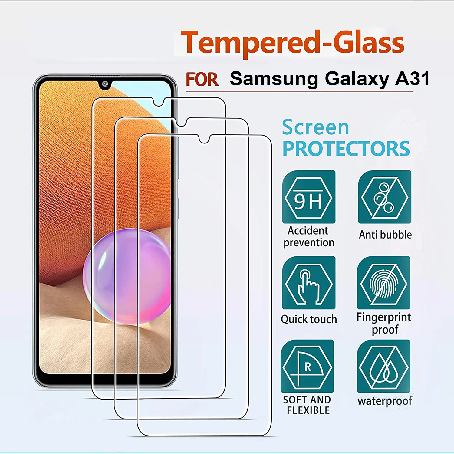 2/4Pcs Tempered Glass For Samsung Galaxy A31 Screen Protector Glass