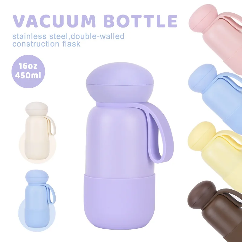 

450ml Thermal Water Bottle With Handle For Students,Double-layer Stainless Steel Vacuum Drinkware,Gifts,Camping Thermos Cup/Mug