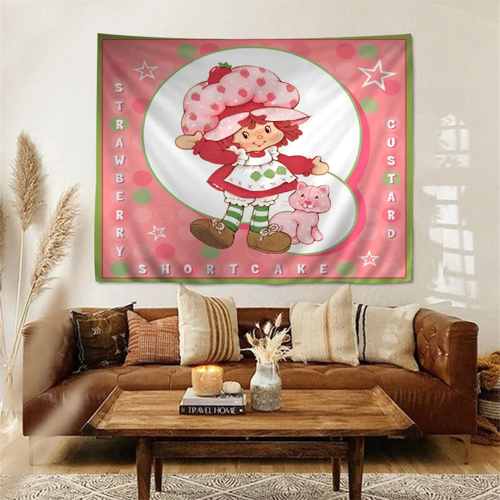 S-Strawberry-shortcakeS girl Chart Tapestry for Living Room Home Dorm Decor Art Home Decor