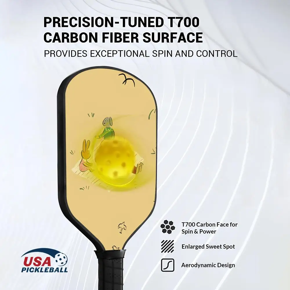 لطيف الحيوان بارك Pickleball مجداف USAPA المعتمدة T700 ألياف الكربون Unibody الحرارية مع 16 مللي متر العسل الأساسية الطاقة والتدبوس