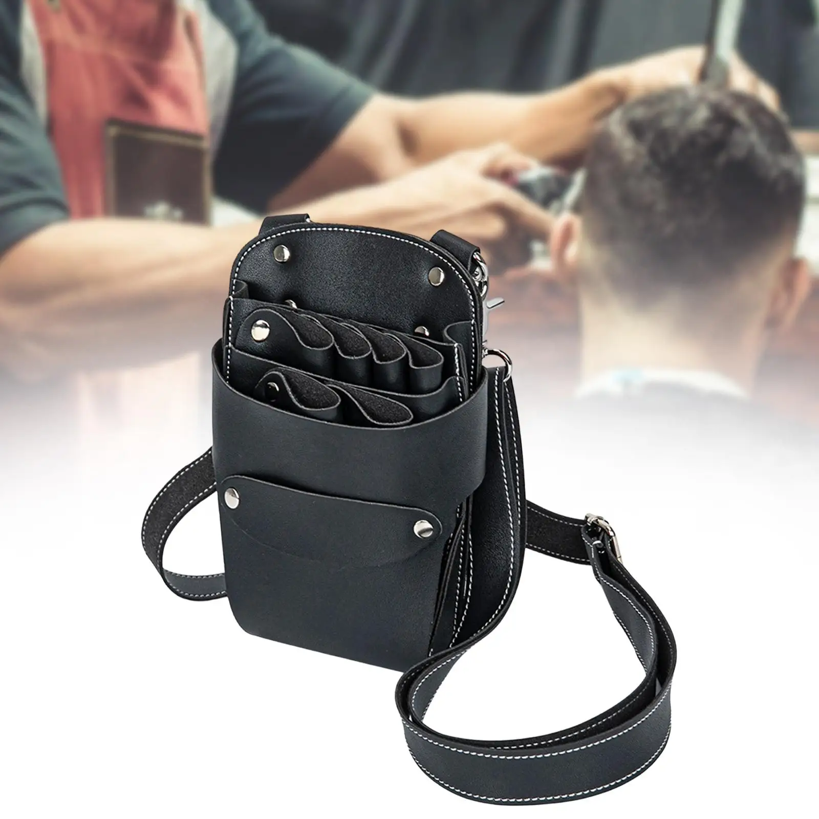 Hairdresser Scissors Bag, Portable, Multiple Compartments, Hairdressing Waist Bag, Scissors Pouch Holster, Hair Stylist Tool Bag
