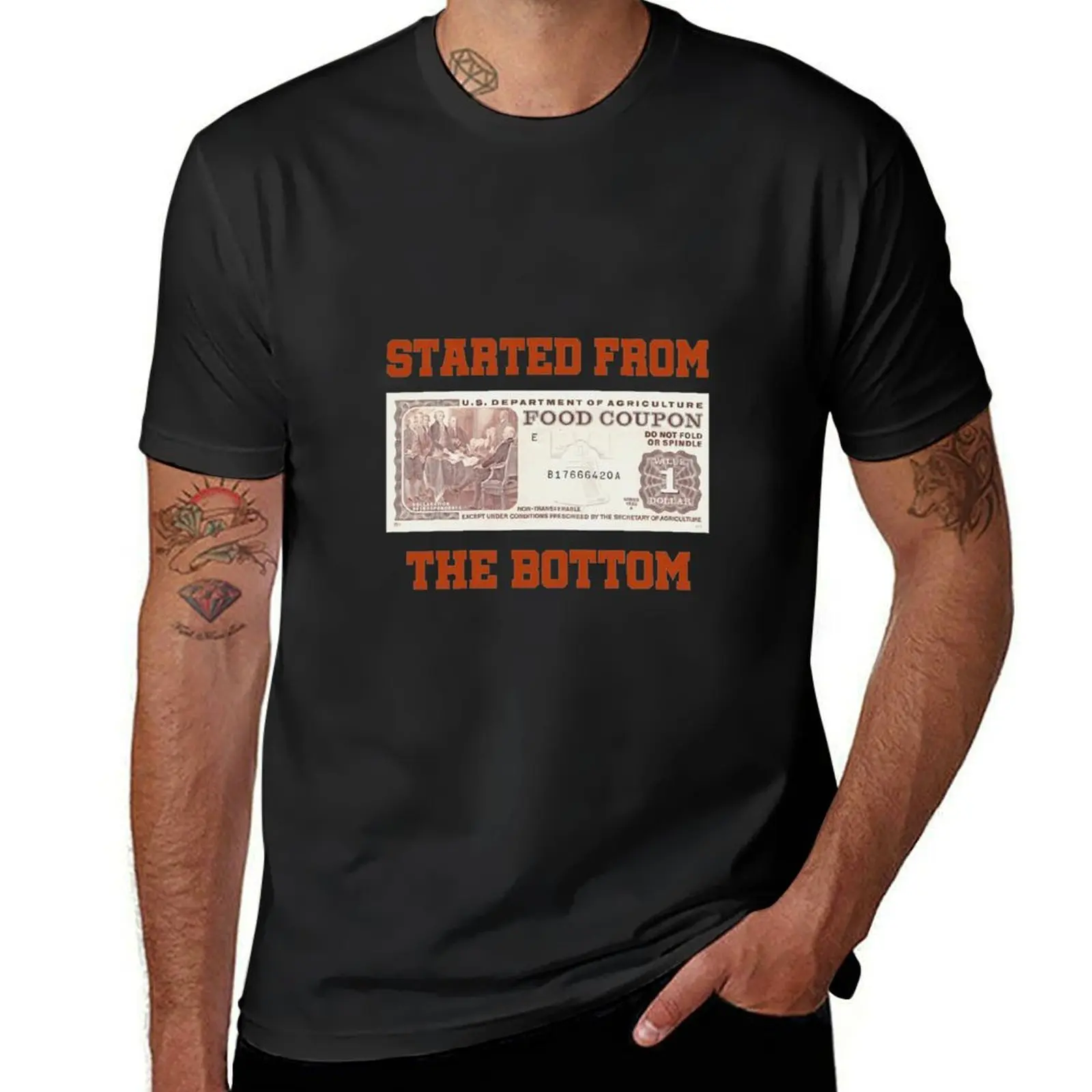 Marcintee Food Stamp Started from The Bottom T-Shirt customizeds sublime quick drying mens t shirts